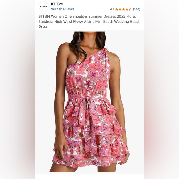 Pink and White One-Shoulder Sundress for Wedding Guests - Picture 2 of 6